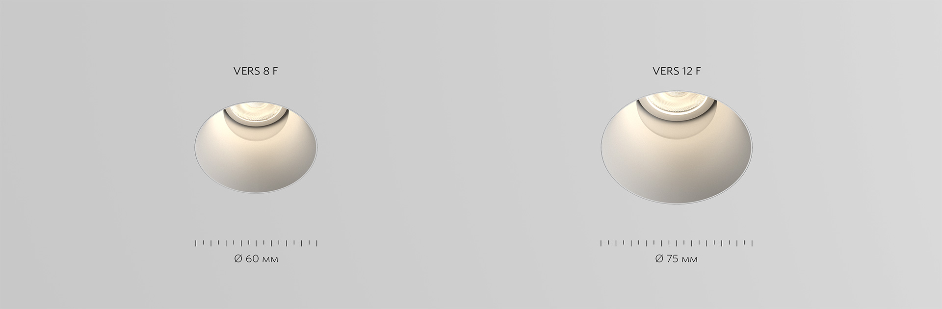 Встраиваемые безрамочные светильники VERS F для потолков